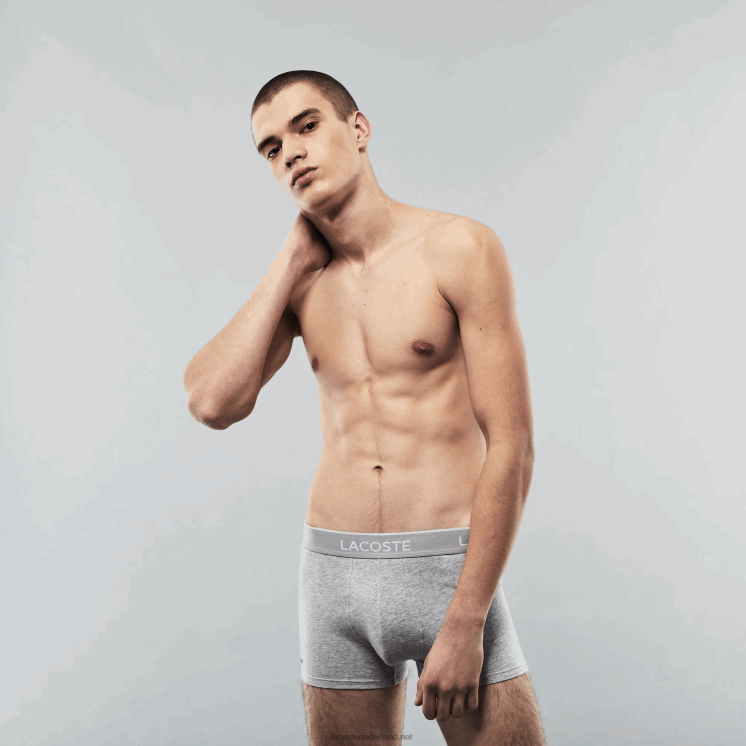 Lacoste casual boxershort 3-pack 0828H1372 zwart wit grijs chine nua Heren