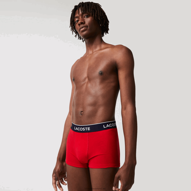 Lacoste casual boxershort 3-pack 0828H1610 marineblauw rood marineblauw w64 Heren