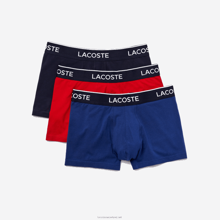 Lacoste casual boxershort 3-pack 0828H1610 marineblauw rood marineblauw w64 Heren