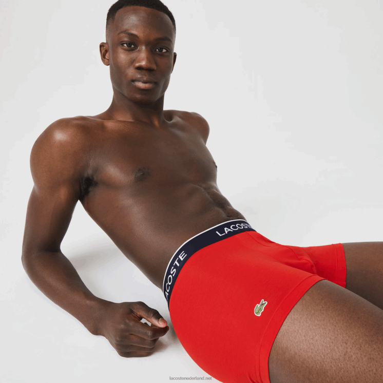 Lacoste casual boxershort 3-pack 0828H1610 marineblauw rood marineblauw w64 Heren