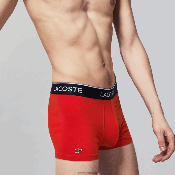 Lacoste casual boxershort 3-pack 0828H1610 marineblauw rood marineblauw w64 Heren