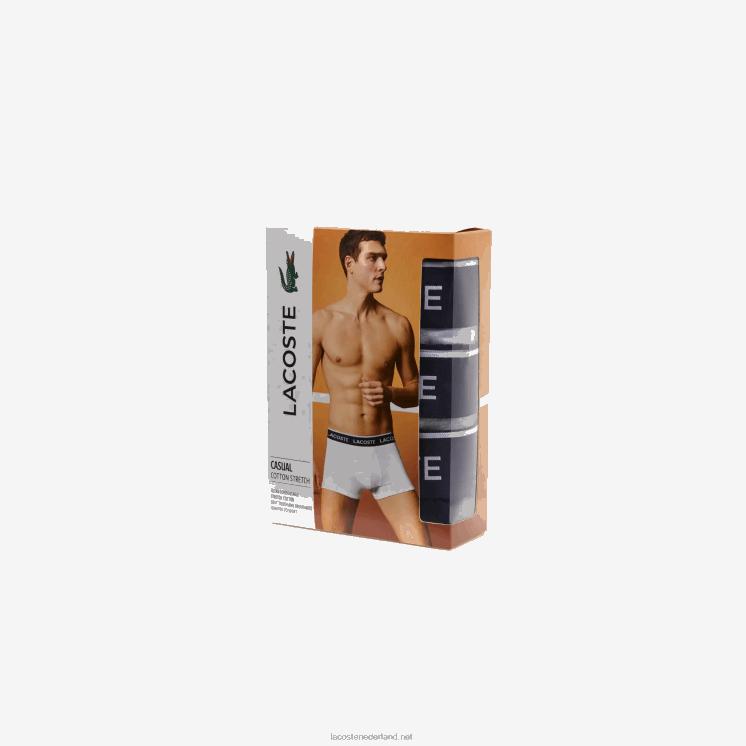 Lacoste casual boxershort 3-pack 0828H482 paars marineblauw grijs chine ggj Heren
