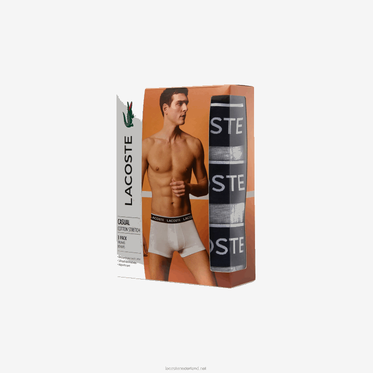 Lacoste casual boxershort 3-pack 0828H485 grijze chine ca Heren