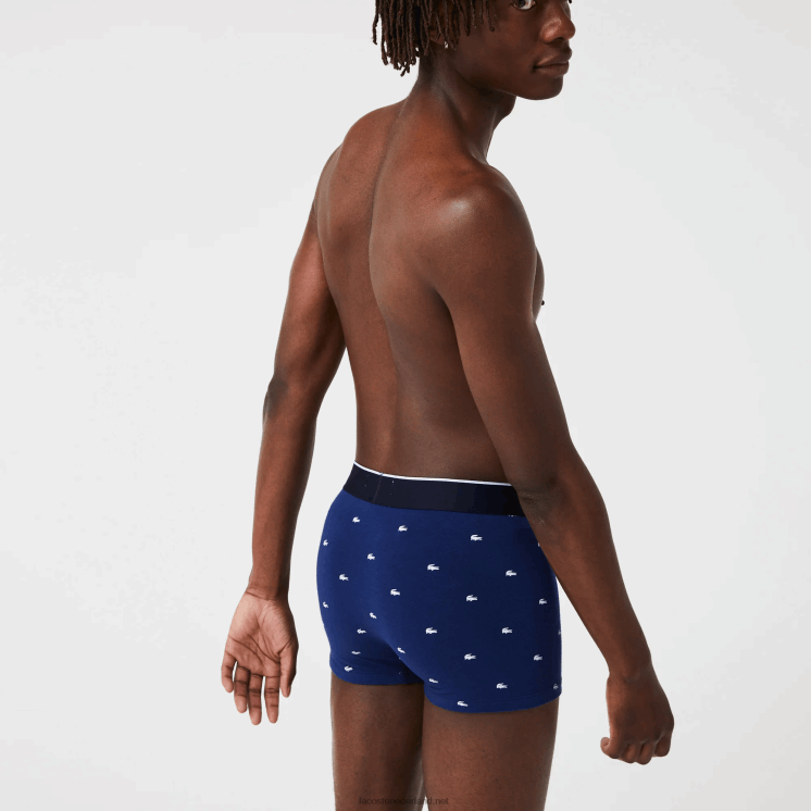 Lacoste casual signature boxershorts 3-pack 0828H1327 marineblauw grijs chine rood w3t Heren