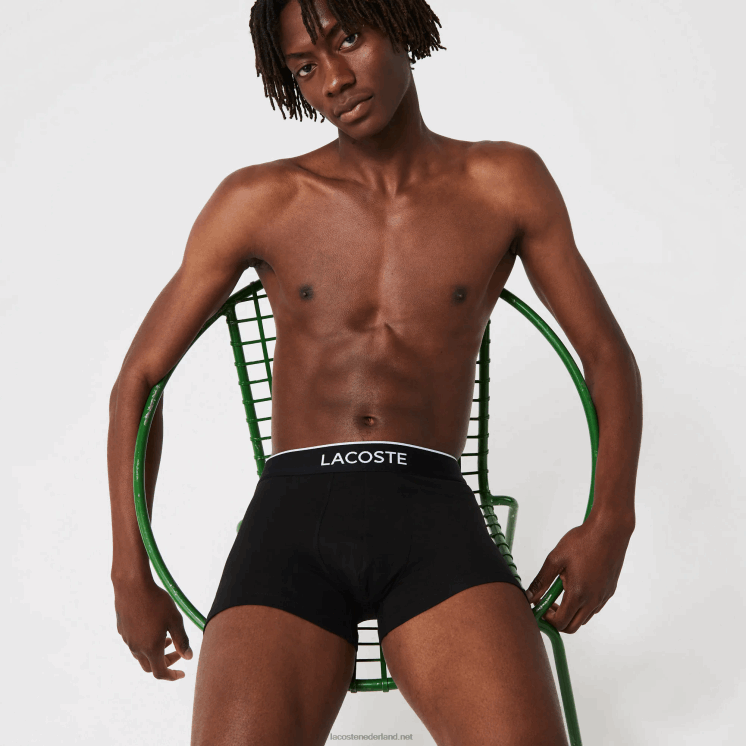 Lacoste casual signature boxershorts 3-pack 0828H1328 zwart grijs chine vdp Heren