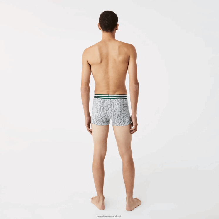Lacoste gestreepte romper van stretchkatoen 3-pack 0828H1396 grijs chine wit marineblauw tya Heren