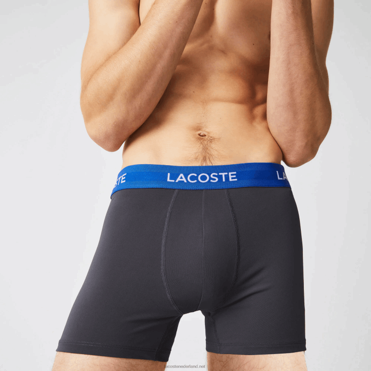 Lacoste gestreepte taille microfiber romper 3-pack 0828H1528 donkergrijs rood blauw zwart 8w3 Heren