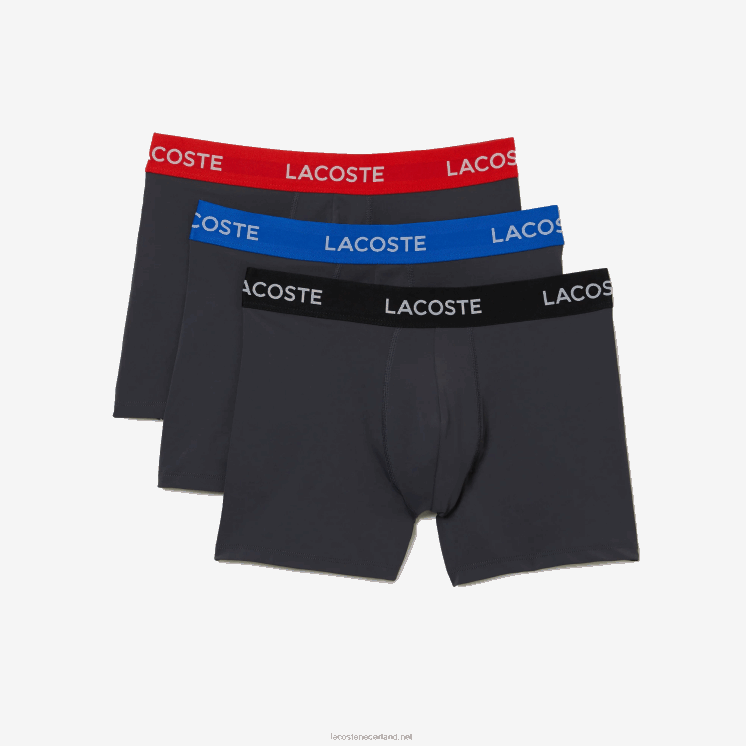 Lacoste gestreepte taille microfiber romper 3-pack 0828H1528 donkergrijs rood blauw zwart 8w3 Heren