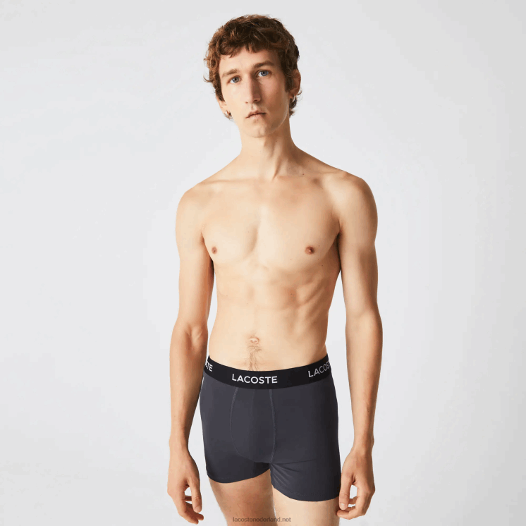 Lacoste gestreepte taille microfiber romper 3-pack 0828H1528 donkergrijs rood blauw zwart 8w3 Heren