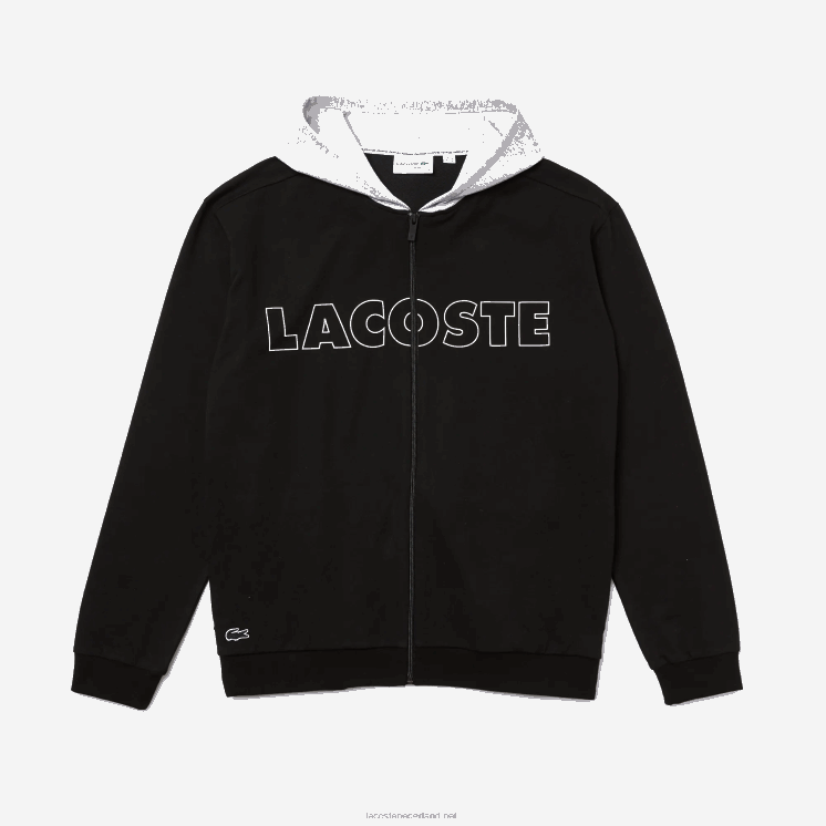 Lacoste hoodie van katoenfleece voor binnen 0828H1474 zwart grijs chine snp Heren