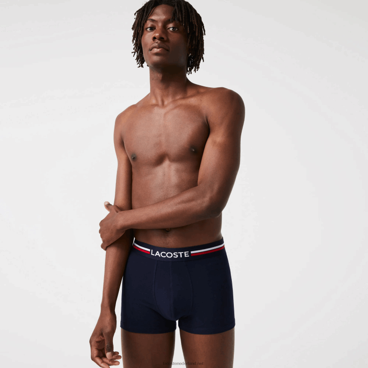 Lacoste iconische driekleurige romper met tailleband 3-pack 0828H1347 marineblauw grijs chine rood w34 Heren