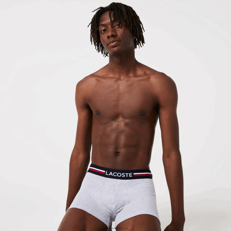 Lacoste iconische driekleurige romper met tailleband 3-pack 0828H1347 marineblauw grijs chine rood w34 Heren
