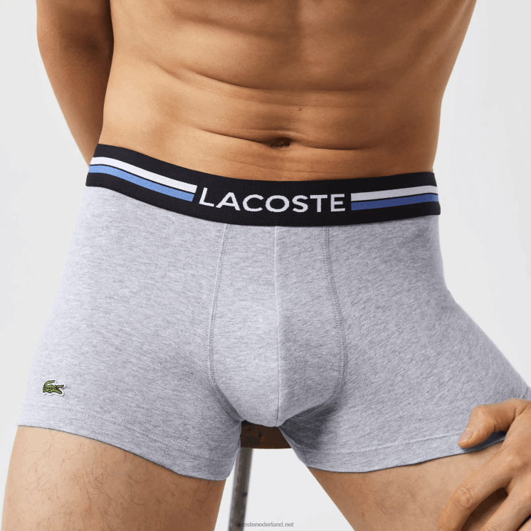 Lacoste iconische driekleurige romper met tailleband 3-pack 0828H1348 grijs chine kaki groen blauw 8wz Heren