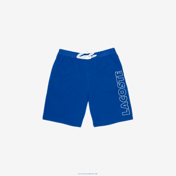 Lacoste indoorshort van merkkatoenfleece 0828H1512 blauw wit emj Heren