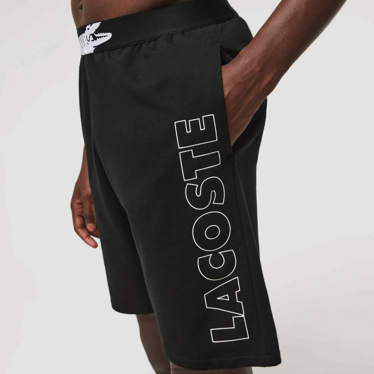 Lacoste indoorshort van merkkatoenfleece 0828H1513 zwart wit 258 Heren