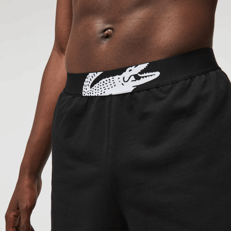 Lacoste indoorshort van merkkatoenfleece 0828H1513 zwart wit 258 Heren