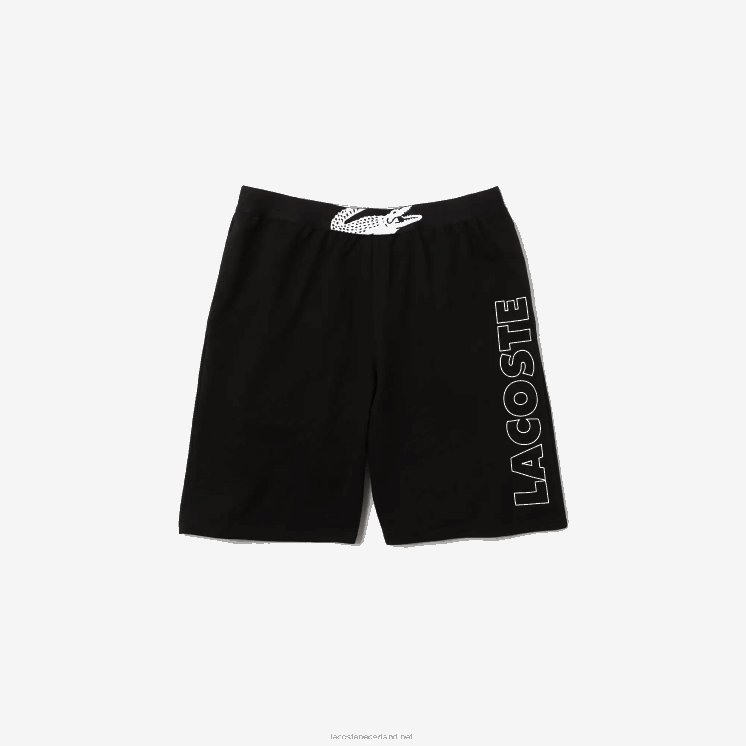 Lacoste indoorshort van merkkatoenfleece 0828H1513 zwart wit 258 Heren