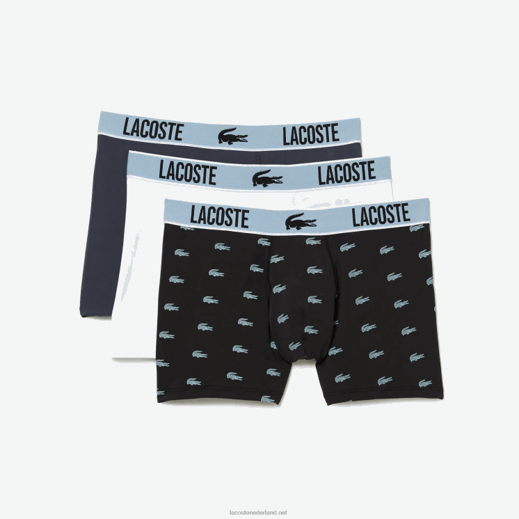 Lacoste koffer van gerecycled polyester jersey 3-pack 0828H1561 zwart donkergrijs wit shq Heren