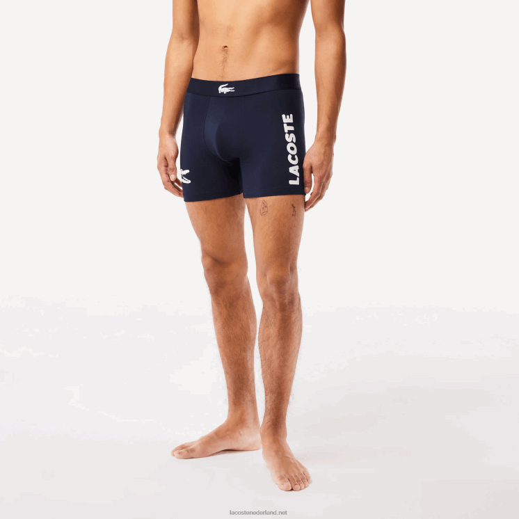 Lacoste krokodil taille lange stretch katoenen boxershort 3-pack 0828H1369 wit grijs chine marineblauw bck Heren