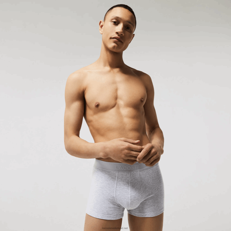 Lacoste l.12.12 piqué boxershorts 2-pack 0828H1616 zwart grijs chine snp Heren