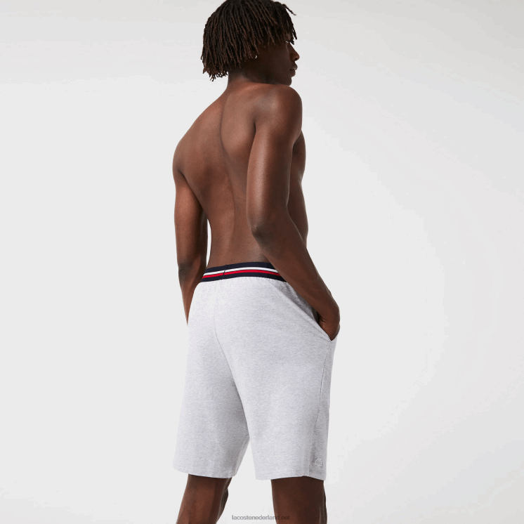 Lacoste lange boxershort met gestreepte taille 0828H1375 grijze chine ca Heren