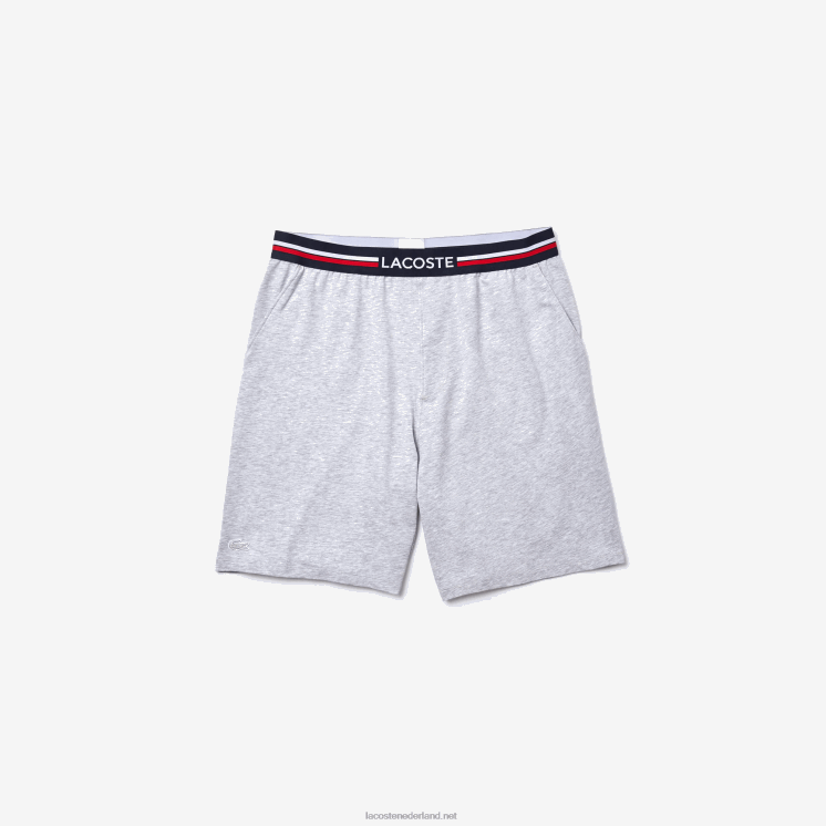 Lacoste lange boxershort met gestreepte taille 0828H1375 grijze chine ca Heren