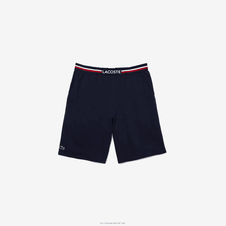 Lacoste lange boxershort met gestreepte taille 0828H1376 marineblauw 166 Heren