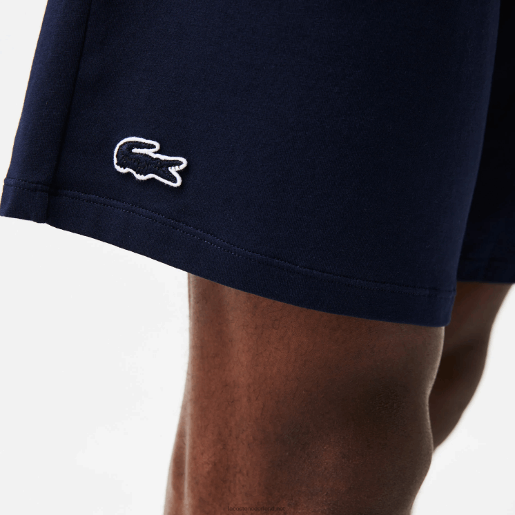 Lacoste lange boxershort met gestreepte taille 0828H1376 marineblauw 166 Heren