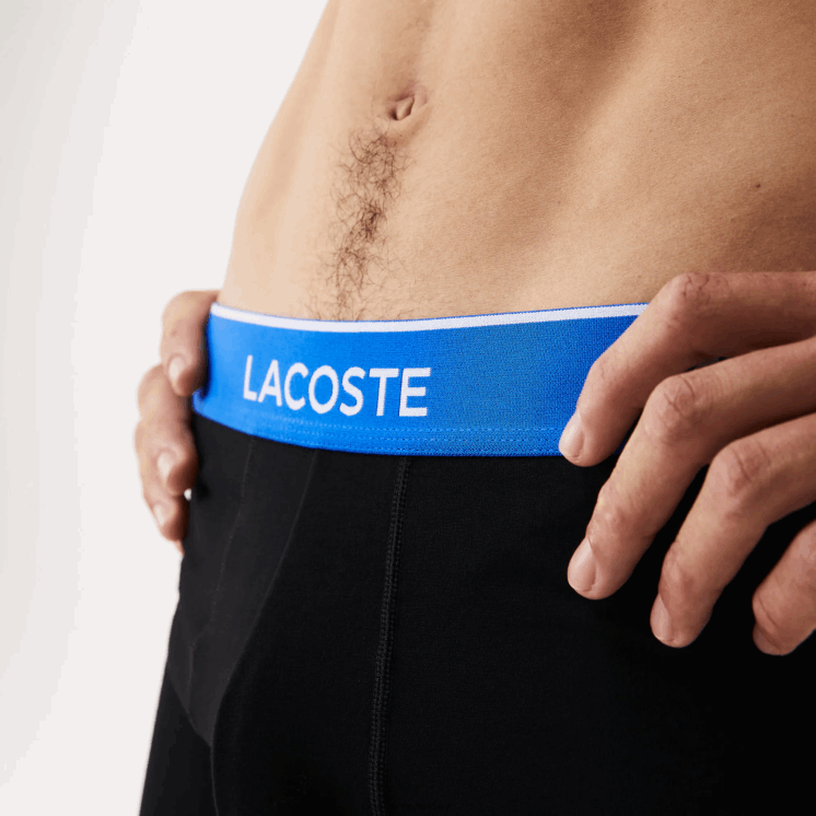 Lacoste lange katoenen boxershort 3-pack 0828H1415 zwart blauw donkergrijs b68 Heren