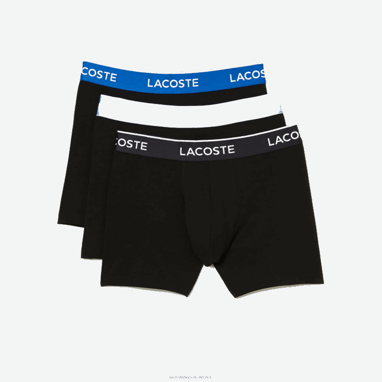 Lacoste lange katoenen boxershort 3-pack 0828H1415 zwart blauw donkergrijs b68 Heren
