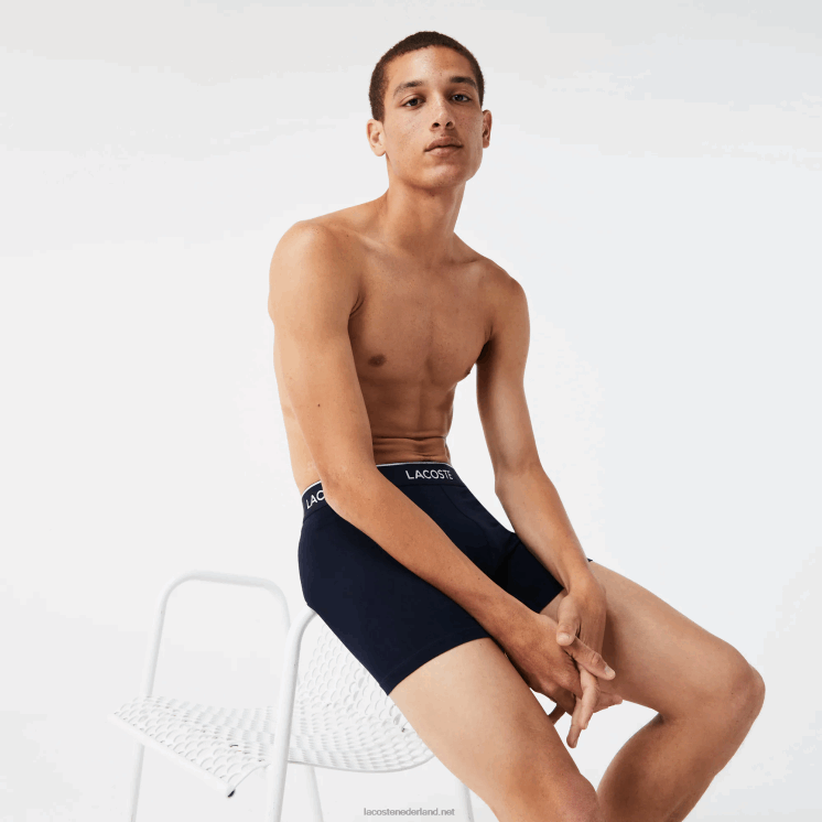 Lacoste lange katoenen boxershort 3-pack 0828H1416 groen rood marineblauw hy0 Heren