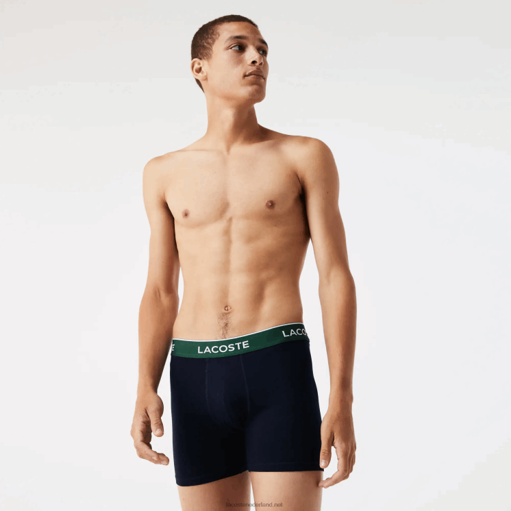 Lacoste lange katoenen boxershort 3-pack 0828H1416 groen rood marineblauw hy0 Heren