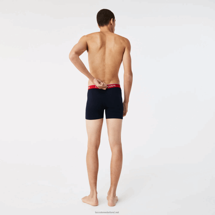 Lacoste lange katoenen boxershort 3-pack 0828H1416 groen rood marineblauw hy0 Heren