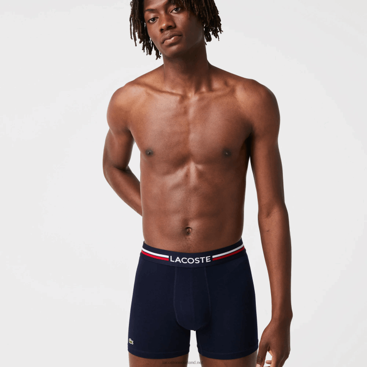 Lacoste lange katoenen boxershort 3-pack 0828H1420 marineblauw grijs chine rood w34 Heren