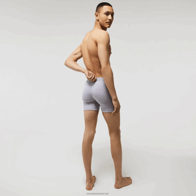 Lacoste lange katoenen boxershort met lettertaille, 3-pack 0828H1357 rood grijs chine marineblauw w46 Heren