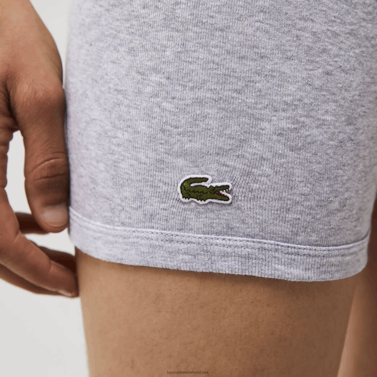 Lacoste lange katoenen boxershort met lettertaille, 3-pack 0828H1357 rood grijs chine marineblauw w46 Heren