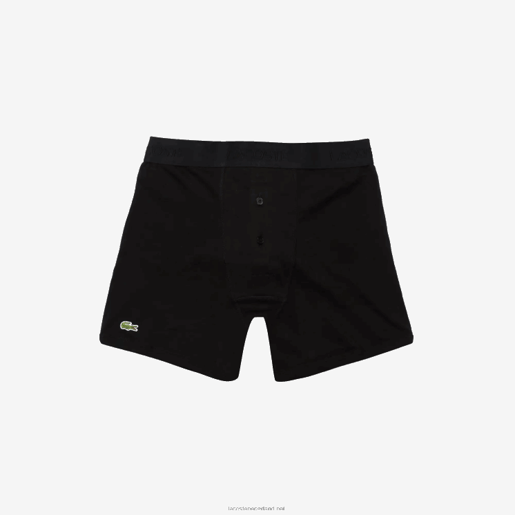 Lacoste lange katoenen boxershort met lettertaille, 3-pack 0828H1358 zwart 031 Heren