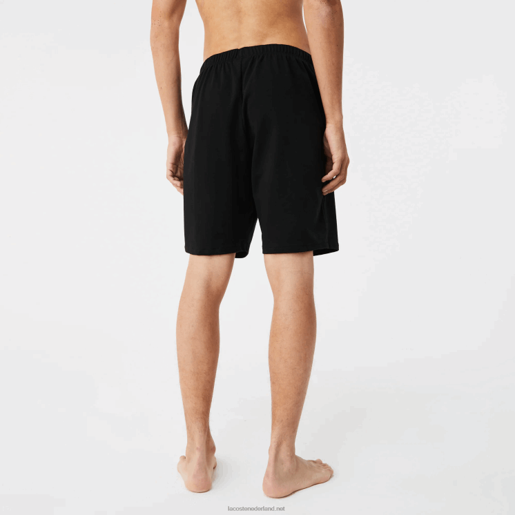 Lacoste loungeshort van velours krokodilkatoenfleece 0828H1480 zwart c31 Heren