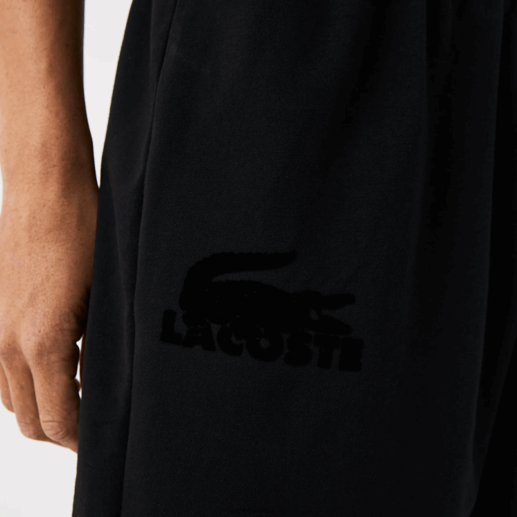 Lacoste loungeshort van velours krokodilkatoenfleece 0828H1480 zwart c31 Heren