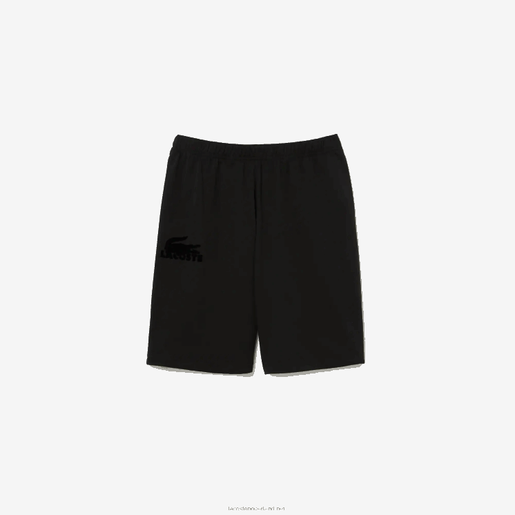 Lacoste loungeshort van velours krokodilkatoenfleece 0828H1480 zwart c31 Heren