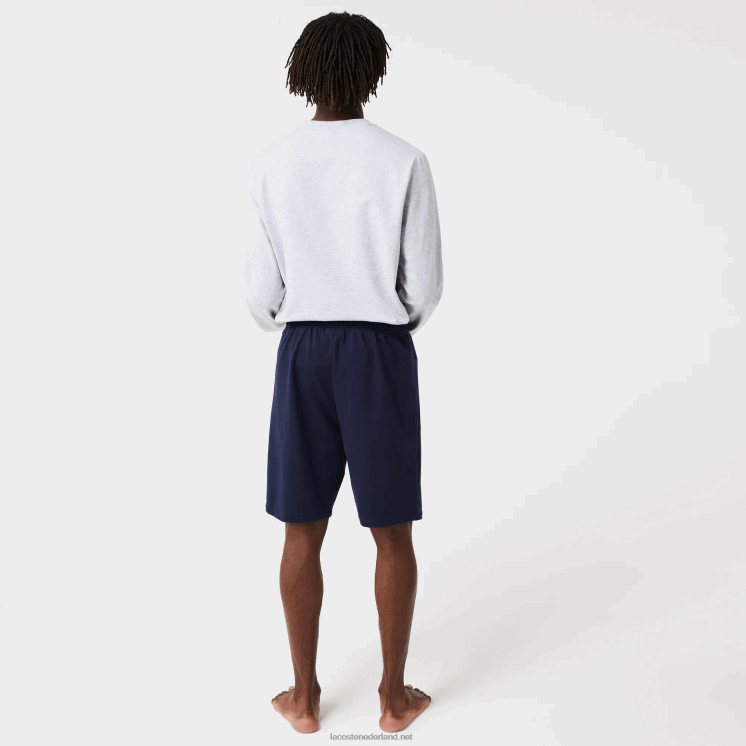 Lacoste loungeshort van velours krokodilkatoenfleece 0828H1481 marineblauw 423 Heren
