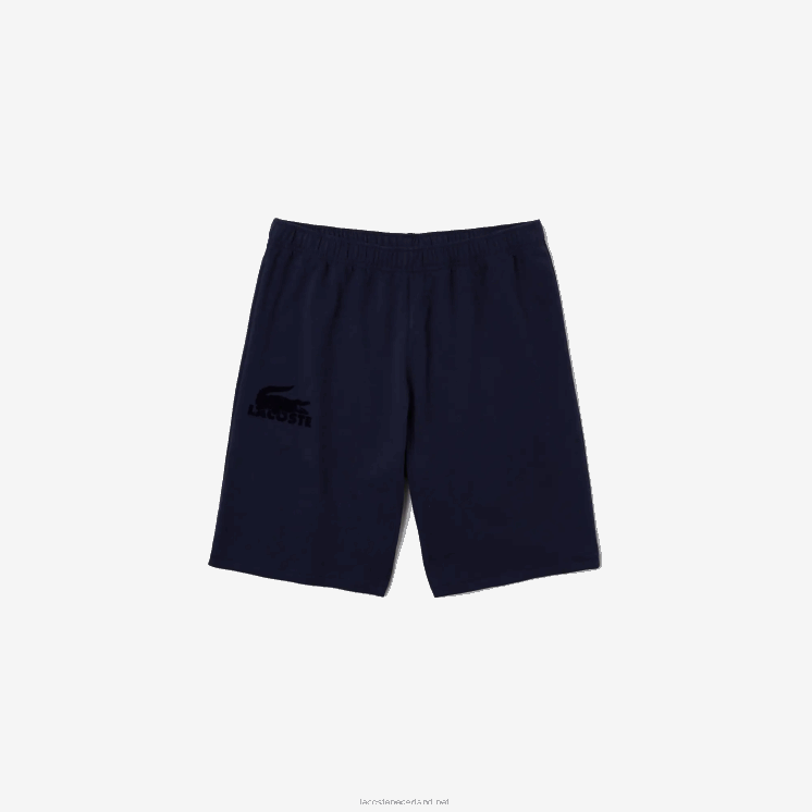 Lacoste loungeshort van velours krokodilkatoenfleece 0828H1481 marineblauw 423 Heren