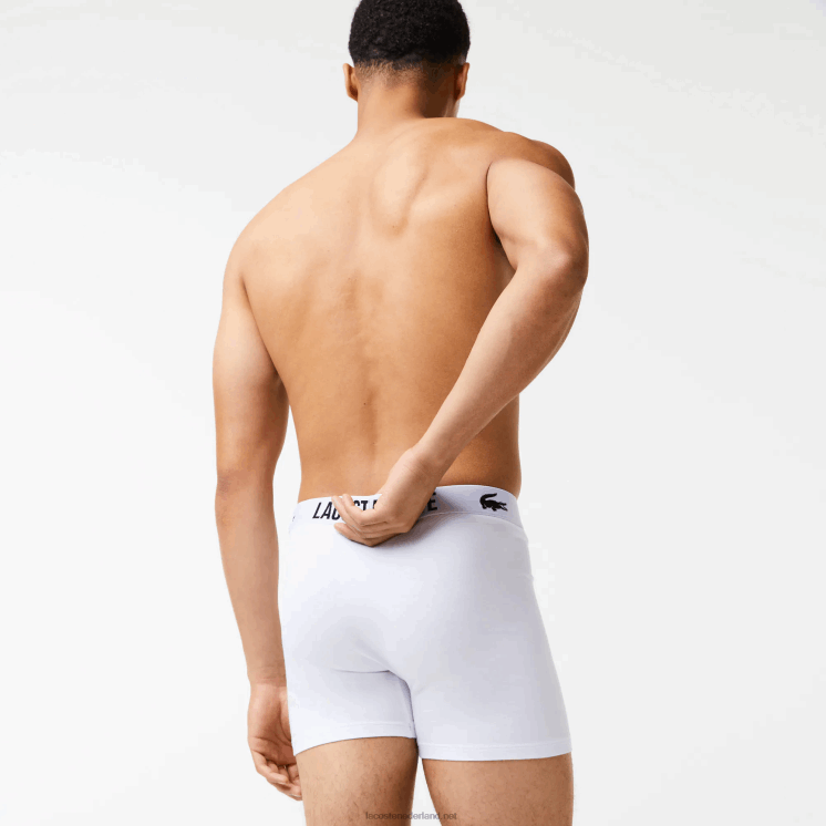 Lacoste merk contrast krokodil boxershort 3-pack 0828H1548 zwart rood wit tr2 Heren