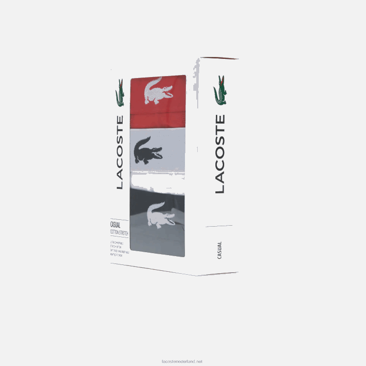 Lacoste merk contrast krokodil boxershort 3-pack 0828H1548 zwart rood wit tr2 Heren