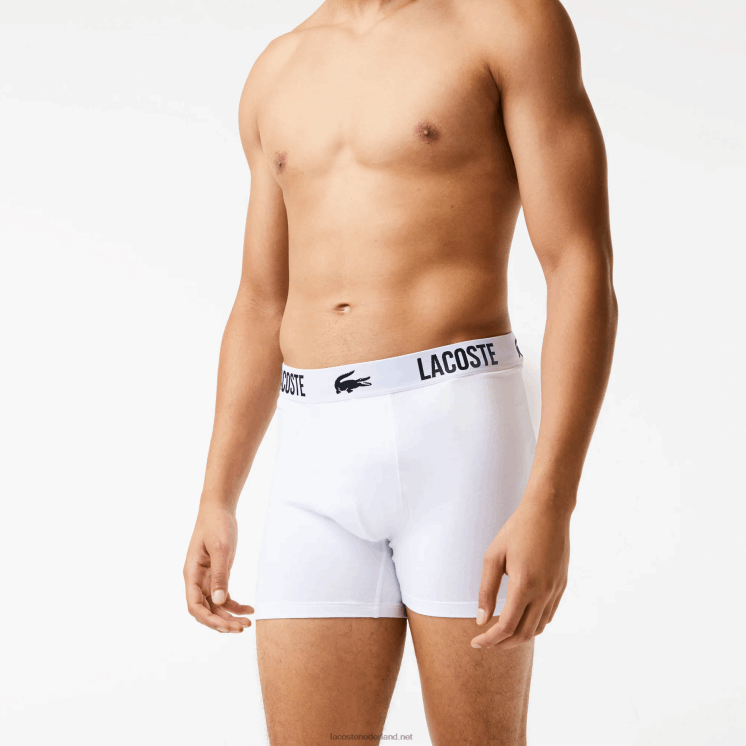 Lacoste merk contrast krokodil boxershort 3-pack 0828H1548 zwart rood wit tr2 Heren