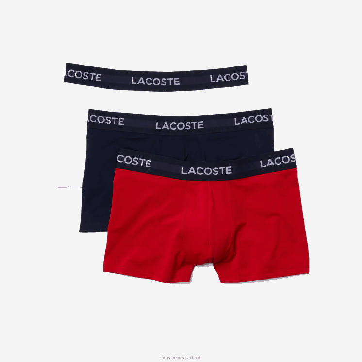 Lacoste microfiber kofferbak 3-pack 0828H1462 marineblauw wit rood wet Heren