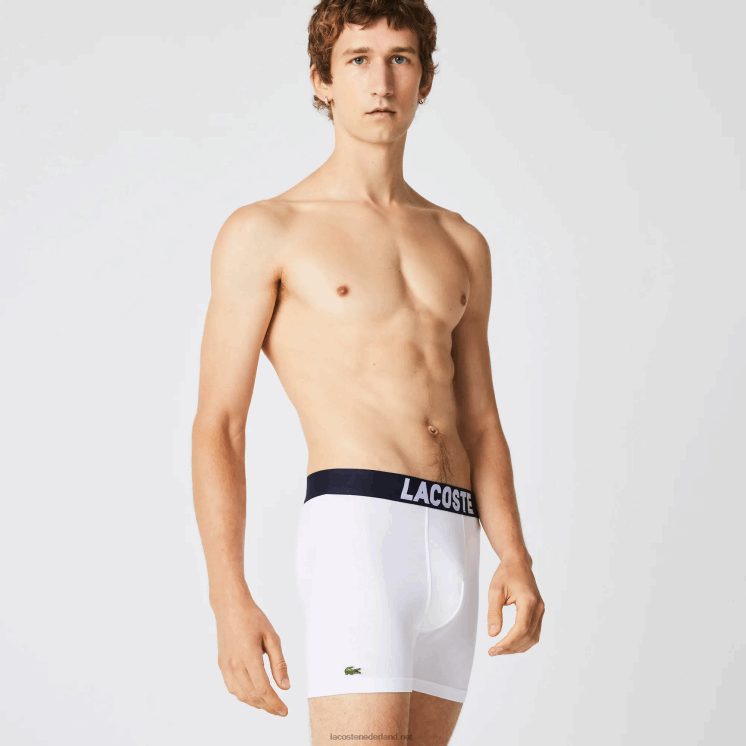 Lacoste nautische print boxershort 3-pack 0828H1524 grijs chine marineblauw wit 5kc Heren