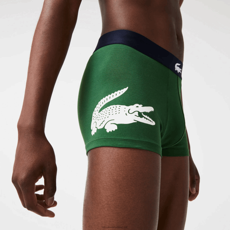 Lacoste niet-overeenkomende boxershort van stretchkatoen, 3-pack 0828H1341 groen marineblauw wit p52 Heren