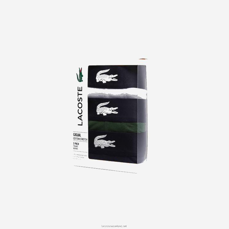 Lacoste niet-overeenkomende boxershort van stretchkatoen, 3-pack 0828H1341 groen marineblauw wit p52 Heren