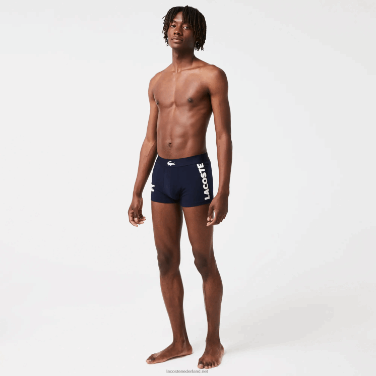 Lacoste niet-overeenkomende boxershort van stretchkatoen, 3-pack 0828H1342 wit grijs chine marineblauw bck Heren